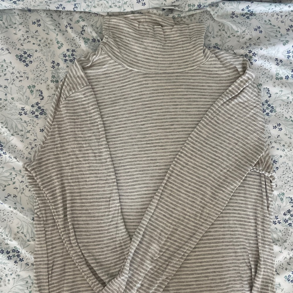Grey Turtleneck Top